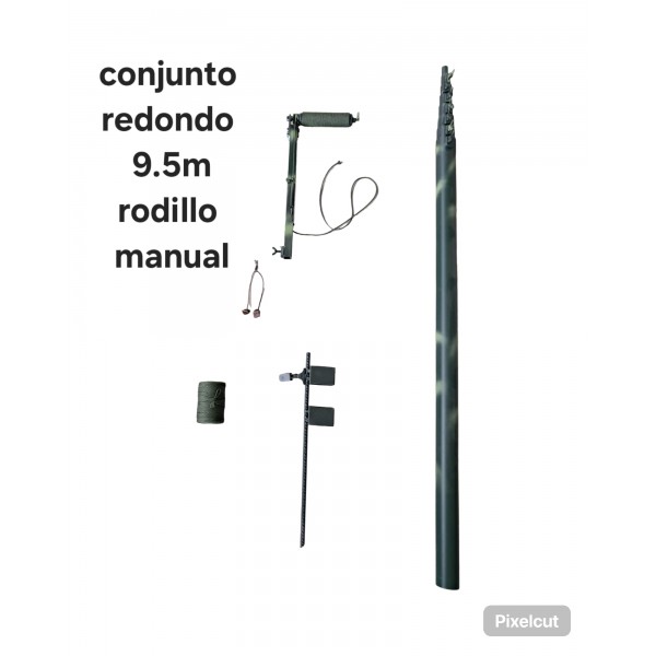 Conjunto pértiga 9,5 m redonda aluminio con rodillo manual