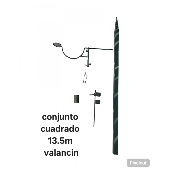 Conjunto pértiga 13,5 m cuadrada aluminio con balancín