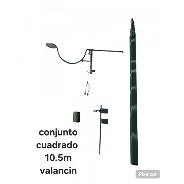 Conjunto pértiga 10,5 m cuadrada aluminio con balancín