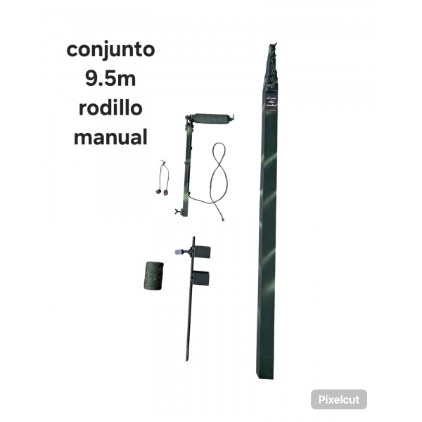 Conjunto pértiga 9,5 m cuadrada aluminio con rodillo
