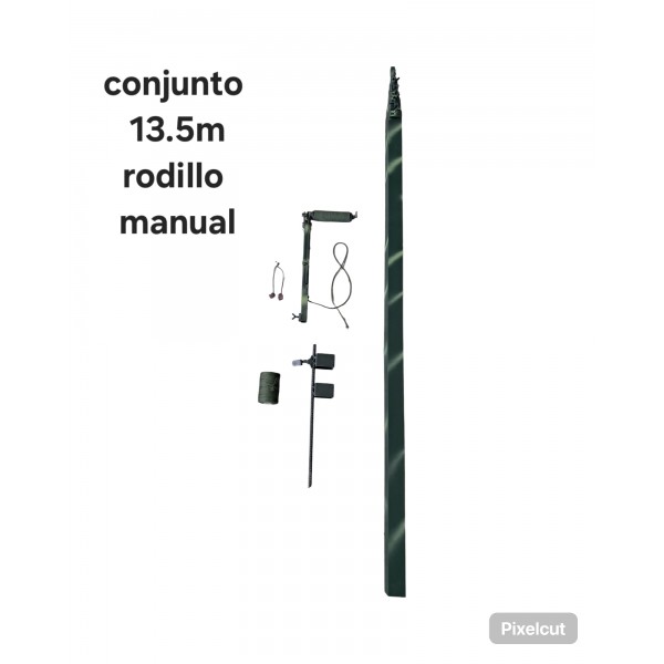 Conjunto pertiga 13,5 m cuadrada aluminio con rodillo