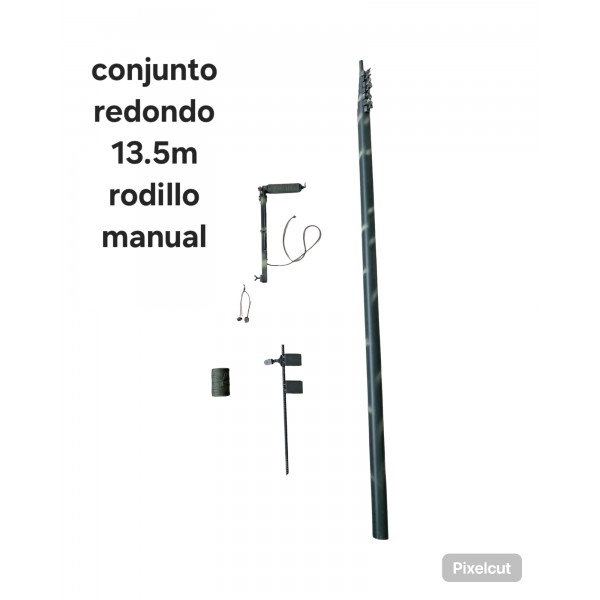 Conjunto pertiga 13,5 m redonda aluminio con rodillo manual